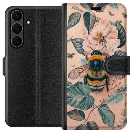 Yhteensopiva Lompakkokotelo Samsung Galaxy S25 FE Kimalainen kukalla luonnollinen inspiroiva muotoilu pehmeillä pastelliväreillä rauhallinen energia j