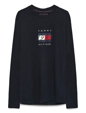 Tommy Hilfiger Linear Flag Graphic Ls Tee - Navy - L