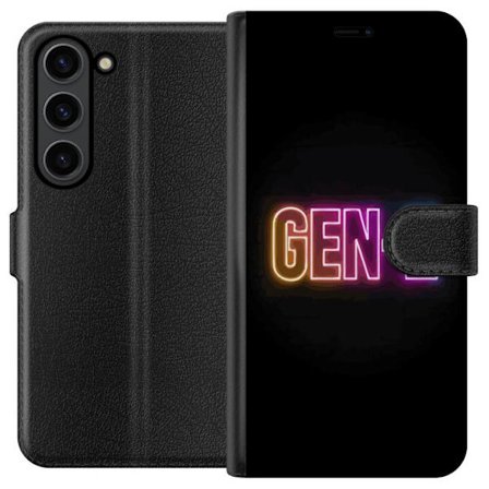 Kompatibelt Plånboksfodral till Samsung Samsung Galaxy S24+ Neontext Gen Z i färgstarkt ljus mot mörk bakgrund i modern digital stil