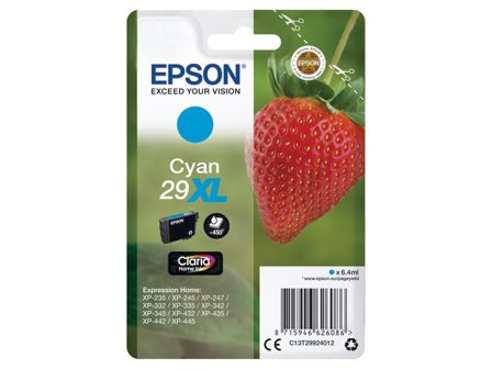 Epson Bläckpatron 29XL, C13T29924012, Strawberry, Claria Home-bläck, cyan, singelförpackning, hög kapacitet - Lyreco - Toner och bläck - Bläckpatroner