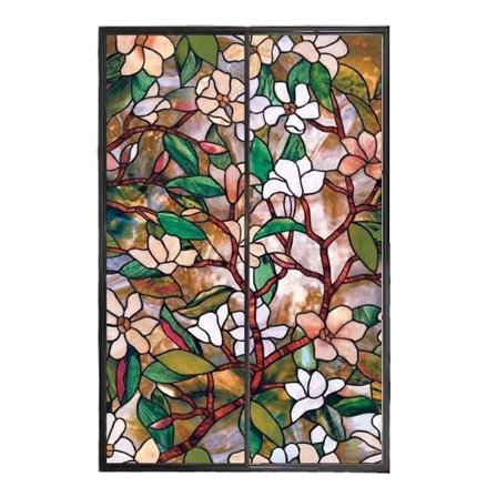 Privatlivsfilm til vinduer, vinduesfilm med tonet glas, elegant blomsterdesign giver privatliv, mens lyset lukkes ind, genanvendelig (YH)