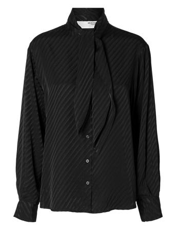 Selected Femme Slfcassia Ls Scarf Shirt B Svart