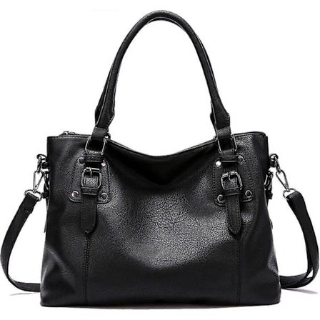 Damväskor Handväskor Mjukt Läder Retro Vintage Designer Topphandtag Casual Fickor Dam Tote Axelväskor, Svart