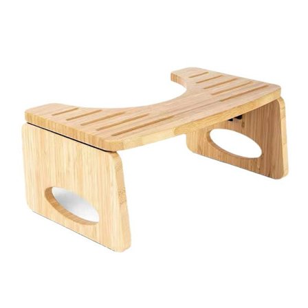 Kokoontaitettava bambuinen vessajakkara, jossa on liukuestekerros – parantaa asentoa kylpyhuoneessa ja edistää terveellisiä ulostustottumuksia