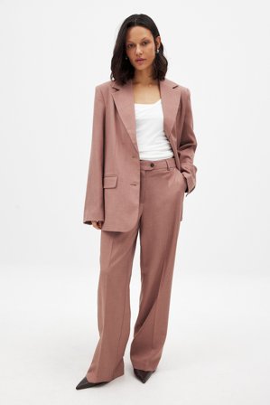 NA-KD Pantalon de tailleur ajusté à taille mi-haute - Pantalon cigarette - Rose - EU 32