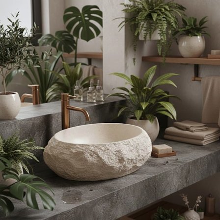 Overliggende håndvask Rea Mika Beige 50X38X15CM