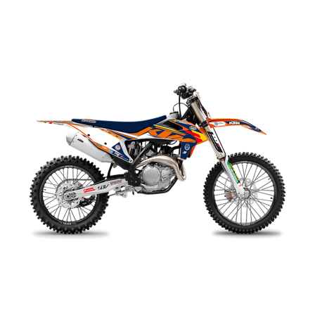 Blackbird Replica Trophy 2018 Complete Decal Kit with Seat Cover Orange-Blue - KTM 450 SX-F Factory Edition 2019-2021