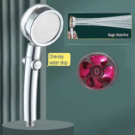 Regnfald turbo blæser brusehoved 360 roterende højtryk vandbesparende håndholdt bruser turboladet spray dyse badekar tilbehør