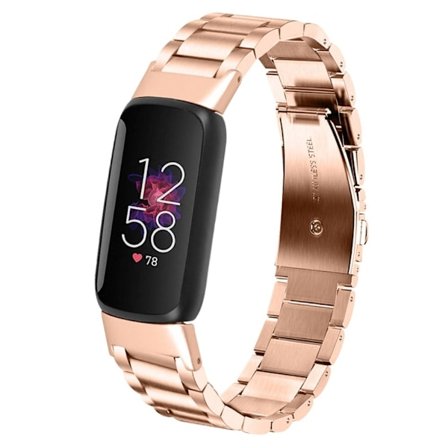 Fitbit Luxe klockarmband i rostfritt stål med tre pärlor - Roséguld