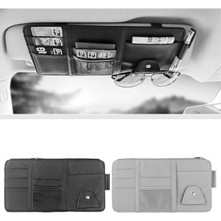 Bil Solskjerm Oppbevaring, 2 Pakker Auto Interiør Tilbehør Lommearrangør,