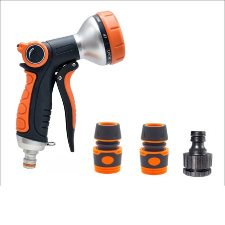 Vandingspistol til haveslange med 7 mønstre, 100% tungmetal vandingspistol zinklegering vandingspistol højtryks vandingspistol