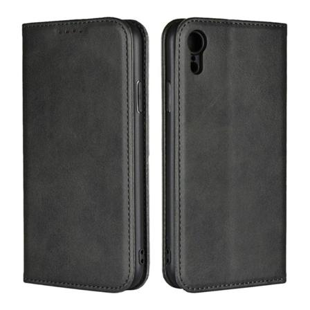 iPhone Xr magneettinen synteetti nahkainen lompakko suojakotelo kortti paikoilla - Musta Black