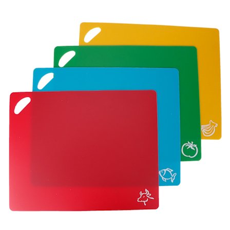 4 stk PP fleksible køkkenbrætter Skridsikker skærebræt til grøntsager kød 1,2 mm