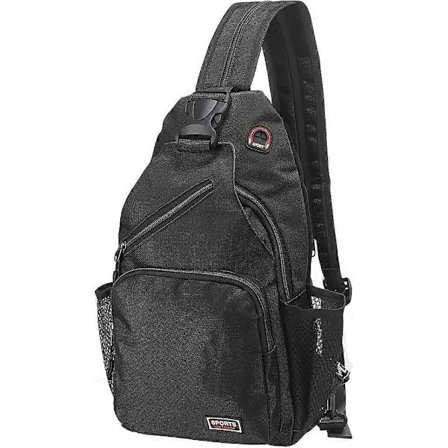 Oxford Sling Bag Crossbody Rygsæk - God til Kvinder Mænd Vandring Rejser Cykling - Skuldertaske Casual Tasker med Hovedtelefonstik