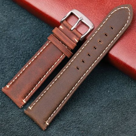 Vintage Crazy Horse Äkta Läder Klockarmband 20mm 22mm Snabbfäste Kohud Band för Samsung Galaxy Watch Smart Armband