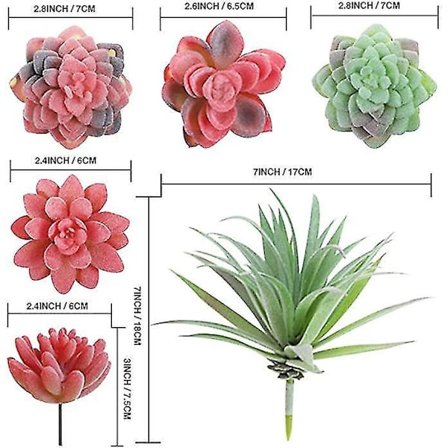 Kunstige Sukkulenter 14 stk. Upottede Kunstige Planter Grønt