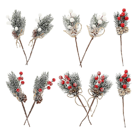 10 stk. Kunstige Mini Julepinner Bærpinner Stilker Falske Furu Pinner DIY Blomsterarrangement