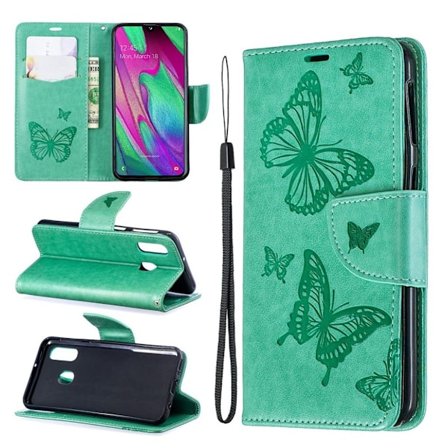 Butterfly Samsung Galaxy A40 veske - Grønn