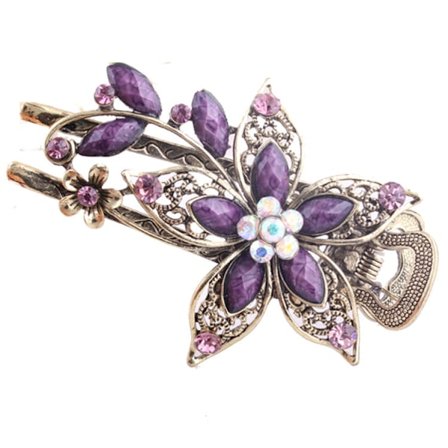 Vintage Petal Crystal Hairpin (Violetti)
