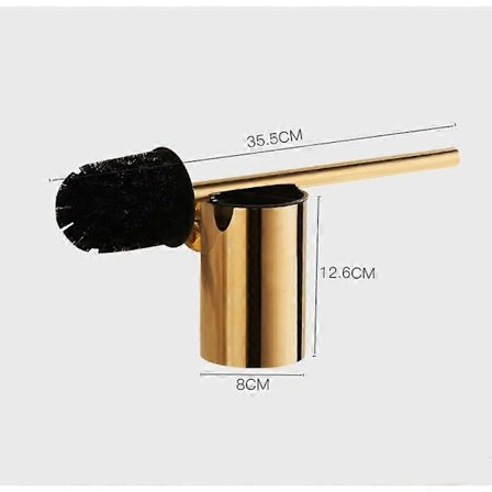 Seinään kiinnitettävä WC-harja ruostumattomasta teräksestä 304, pyöreä kylpyhuoneeseen (kulta) (FMY)