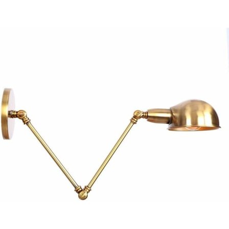 Retro Justerbar Svingarm Industri Væglampe Retro Fleksibel Arm Væglampe og Guld Metal Skygge