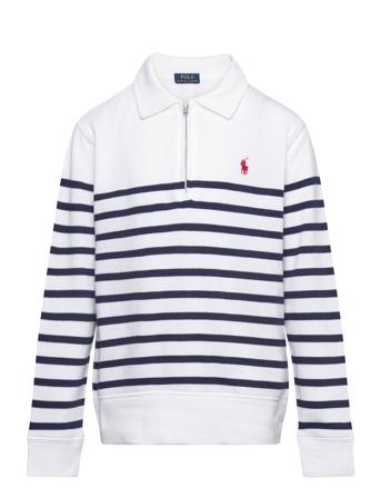 Striped Spa Terry Quarter-Zip Sweatshirt Tops Sweat-shirts & Hoodies Sweat-shirts White Ralph Lauren Kids