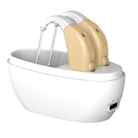 Öroncentrerade Easy Charge-hörapparater med laddningsbas