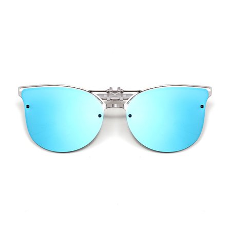 Polariserede Clip On Solbriller Receptpligtige Briller Anti-Glare UV400 Damer Herrer på Mode Cat Eye Clip On Solbriller Blå