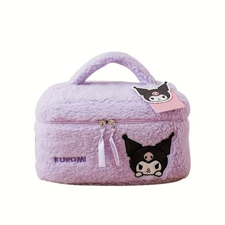 Sanrio Teddy Plys Stor Kapacitet Kosmetik Opbevaringspose, Tegneserie Chic Blød Rejse Makeup Taske, Premium Følelse med Lynlås til Kvinder, Piger