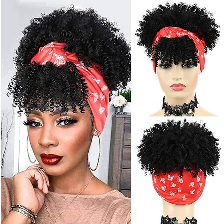 Veden aalto pääpanta peruukki mustille naisille, 2 in 1 suora pääpanta peruukit, synteettiset