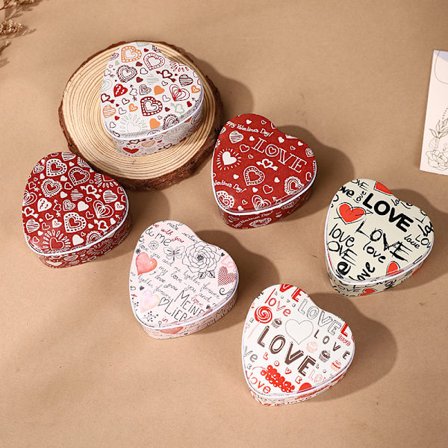 12 stk søt hjerteformet blikkboks fortykket blikkplate oppbevaringsboks multifunksjonell forseglet boks med lokk godteriboks smijern emballasjeboks (