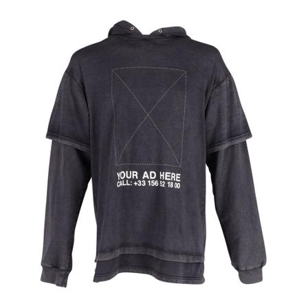 Balenciaga Vintage Pre-owned Your Ad Here Double Sleeve Hooded T-Shirt Cotton Sort, Herre Vintage Overdele