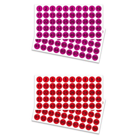 Numerotarrat, 2 pussia, numeroitu 1-50 ja 51-100 P16 + P10