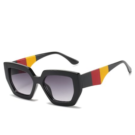 Firkantede Solbriller Rasta Striber Jamaicanske Farver, Sort, Grøn