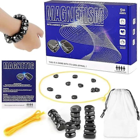 Magnetisk skakspil med sten, magnet spil med reb, puslespil strategispil