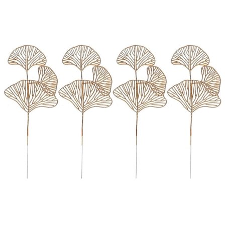 4 stk. Matas Kunstige Planter til Dekoration Guldblade Dekorationer Aux Grønne Blade Stængler Simulation Buske