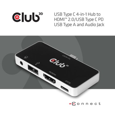 Club 3D USB Type C 4-in-1 Hub - dokkingstasjon - USB-C - HDMI