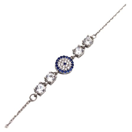 Äkta sterling silver armband med zirconia stenar nazar