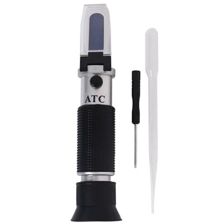 Øl & Vin Urt Refraktometer, Dobbelt Skala - Specifik Vægtfylde: 1000-1120 & Brix: 0-32%, Erstatter Hydrometer til Hjemmebrygning (Aluminium)