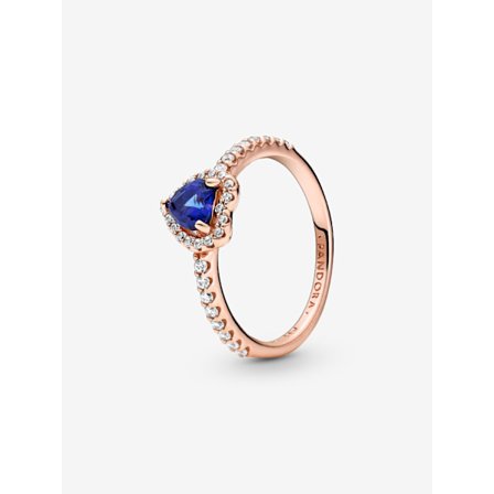 Pandora - Sparkling Blue Elevated Heart Ring - 14k roséguldplätering