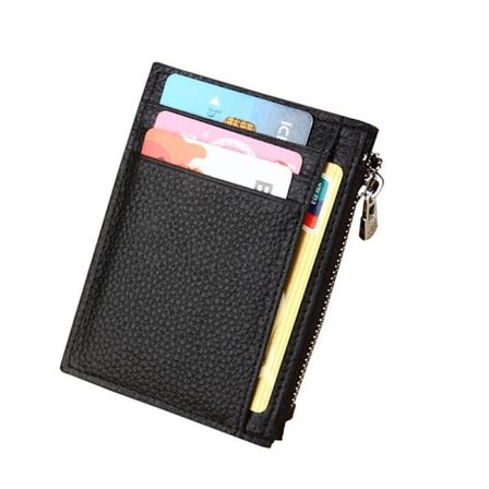 Store Black Friday-tilbud! Ekte skinn, slank RFID-kortholderlommebok med glidelås