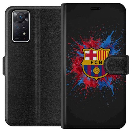 Yhteensopiva Lompakkokotelo Xiaomi Redmi Note 11 Pro 5G Barcelona Splash taideteos, jossa on FC Barcelonan tunnus punaisena, sinisenä ja keltaisena s