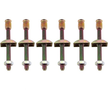 6 st Metall Möbel Kopplingar M8x100mm gängad stång Koppling Bord Säng Montering Fästelement