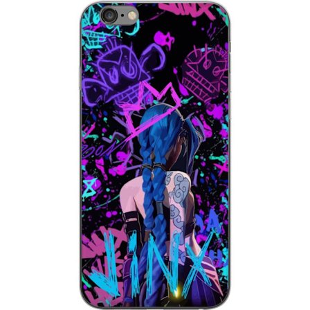 Yhteensopiva Puhelinkuori Apple Apple iPhone 6 Plus Värikäs graffitipiirustus, jossa on sinipäinen hahmo urbaanissa katutaidetyylissä