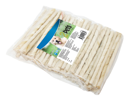2 pets - Tyggepinne vridd hvit 12 cm/ 7-8 mm 100-pakning - Hund - Hundegodbiter & tyggebein - Dental tyggebein & tanntyggebein - ZOO.no