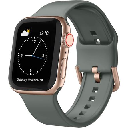 Yhteensopiva Apple Watch -rannekkeiden kanssa 45 mm 44 mm 42 mm, Pehme silikoninen urheiluranneke, korvaava hihna klassisen lukon kanssa iWatch Series