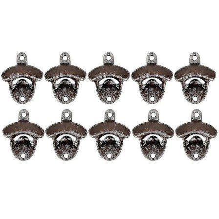 10-pack väggmonterad rustik flasköppnare, vintage-set