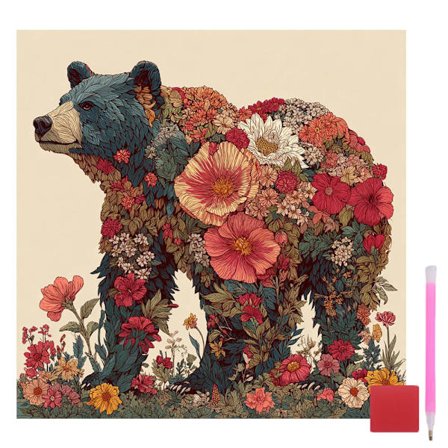 Bjørn Diamant Kunst Sæt til Voksne, Bjørn Diamant Maleri Sæt, DIY Begynder Ædelstens Kunst Egnet til Gaver og Hjem Vægdekoration 35*35 cm/14*14 tommer