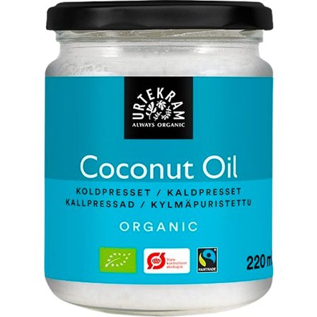 Urtekram Koldpresset kokosolie Ø 220 ml, Helse & Madvarer, Olier & Eddike, Kokosolie