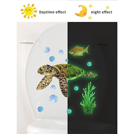 Dww-2stk Glow in the Dark Plante Klistremerker for Havskilpadder, Morsomme Veggklistremerker for Toalett, Bad, Kjøkken, PVC